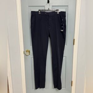 Hart Schaffner Marx Navy Blue Khaki Flex Cotton NY Fit Pants 40 R Unhemmed NWT